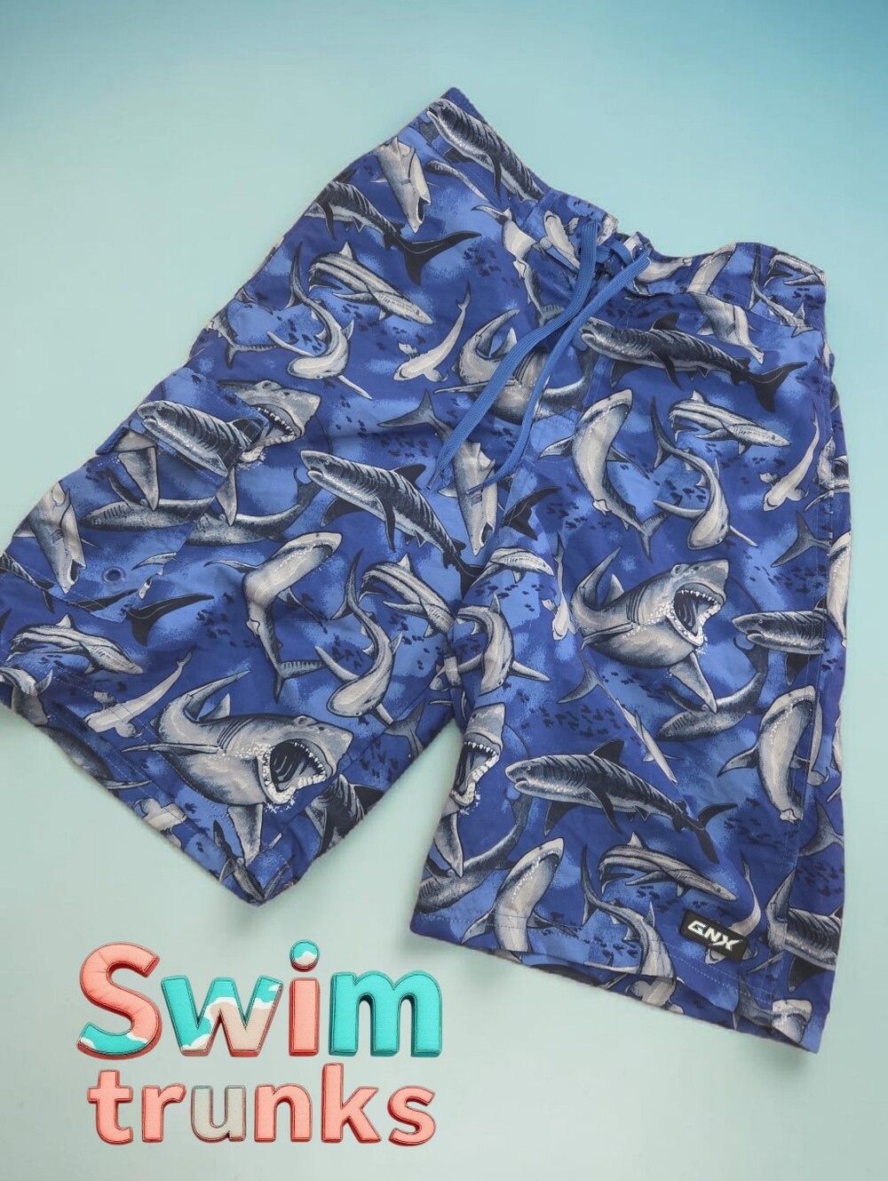*1495 shark swim trunks shorts Boys size 14/16